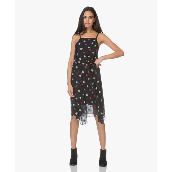 Rag & Bone Sonny Black Silk Chiffon Star-Print Dress - Picture 2 of 12